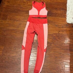 Fabletics Red and Pink Leggings